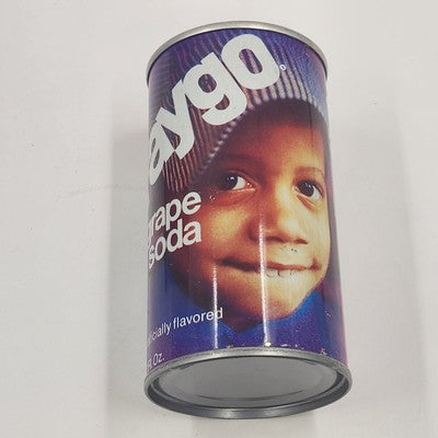 Set of 2 Faygo Fruit Grape Soda Pull Tab Empty Cans Medicine Milestones Vtg 1977