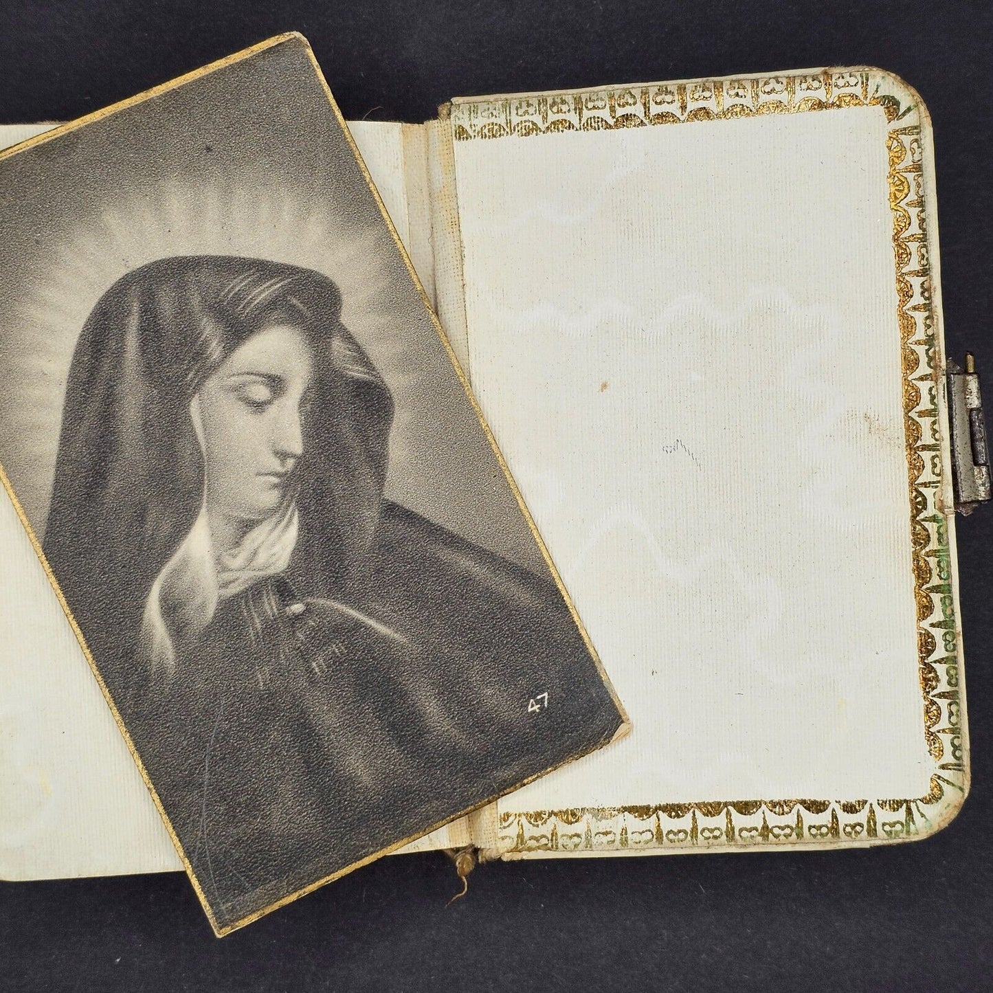 2 Antique 1899 Miniature Prayer Books Holy German Leather Catholic Christian