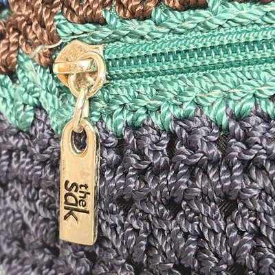 The Sak Blue Teal Atlantis Striped Crochet Shoulder Bag Boho 13x16
