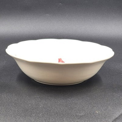 Stetson Pottery Joy Serving Bowl 9" x 2.25" Hand Painted Red Yellow Floral