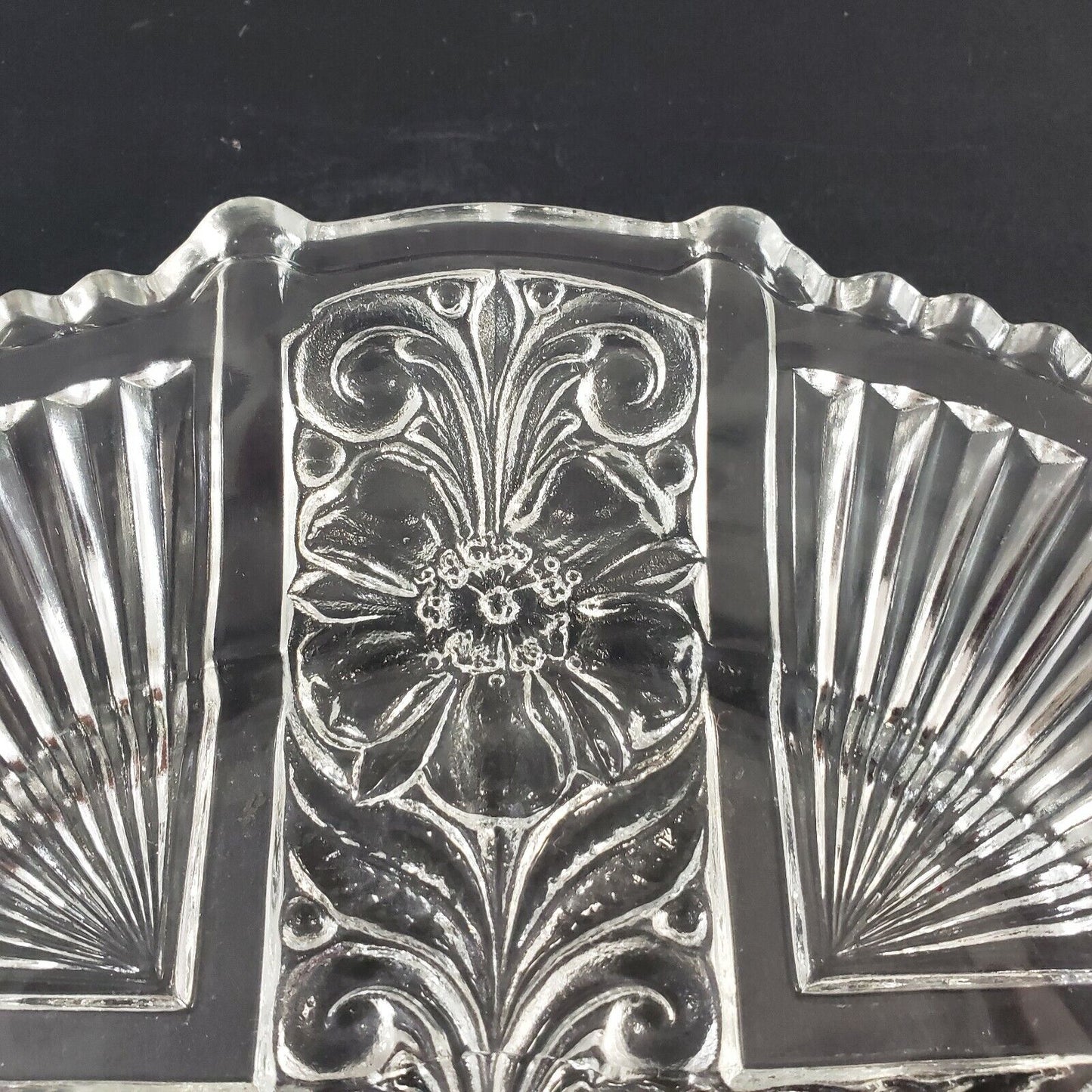 Clear 2 Handled Relish Plate Indiana Glass Killarney Pattern 10½" Across Vintage