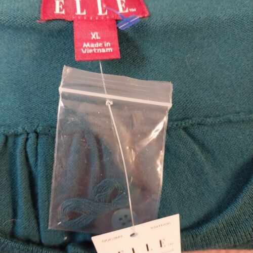 Elle Women's Turquoise XL Cardigan Ruffle Floral Button-Up Stretch Long Sleeve