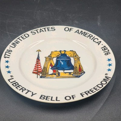 Bicentennial Ceramic Collector Plate Liberty Bell Of Freedom USA 1776-1976 10.5"