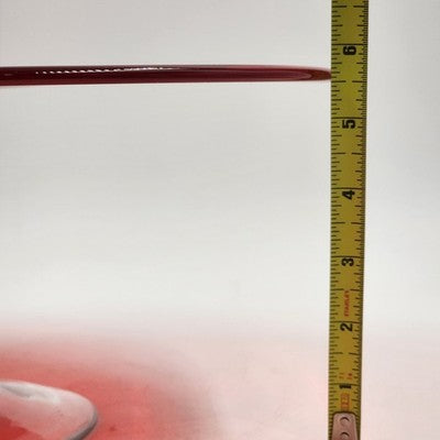 IKEA ÄKTAD Ruby Red Flashing Cake Stand 13" Glass Top Clear 5" Pedestal Base