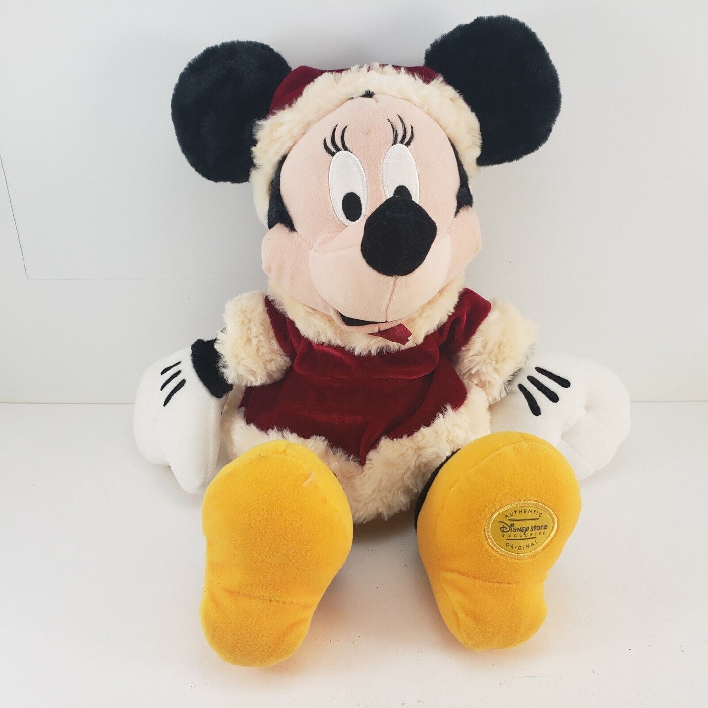 Christmas Minnie Mouse 16" Plush Red Dress Cap Disney Store Original Authentic