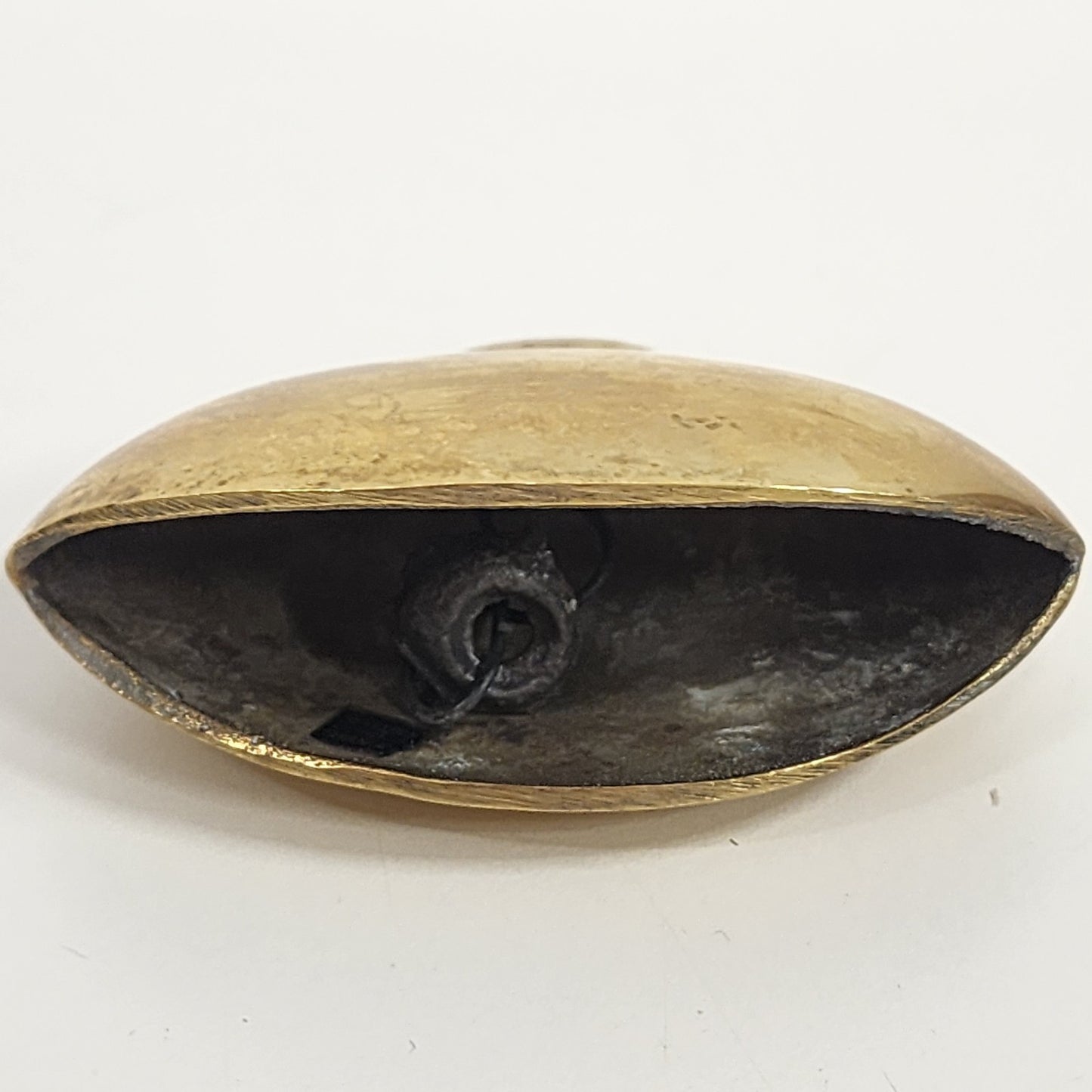 Shiny Brass Gold Tone Asymmetrical Temple Fasting Bell with Ring Handle 3"x2.5"