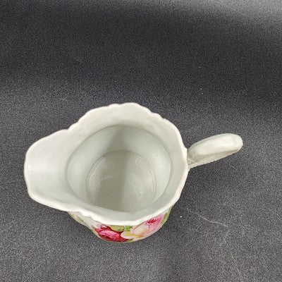 Leuchtenburg Creamer Pitcher with Pink Roses White Porcelain 3.75" Germany VTG