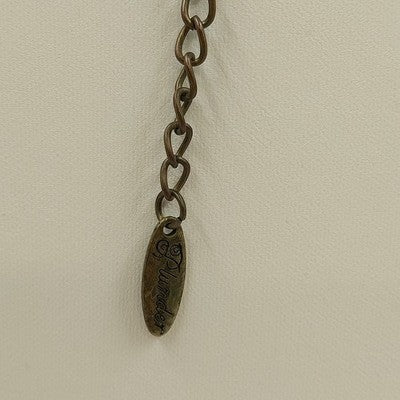 Plunder Red Wood Pendant with Antique Gold Tone Chain & Beads Necklace Jewelry
