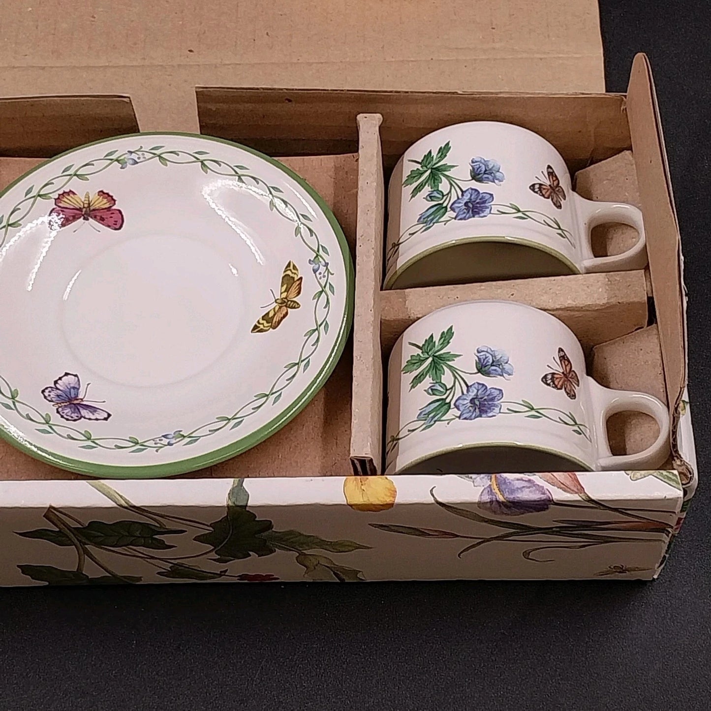 Studio Nova Garden Bloom Espresso Set 4 Demitasse Cup Saucer Y2372 NIB