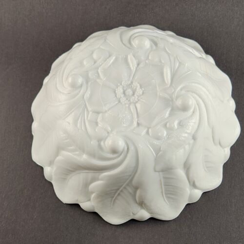 White Milk Glass Indiana Wild Rose Footed Serving Bowl