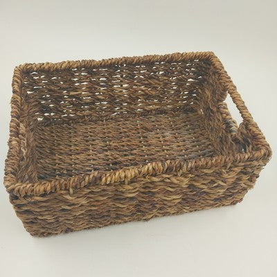 Water Hyacinth Woven Storage Basket Medium 12" w/ Metal Frame Organizer