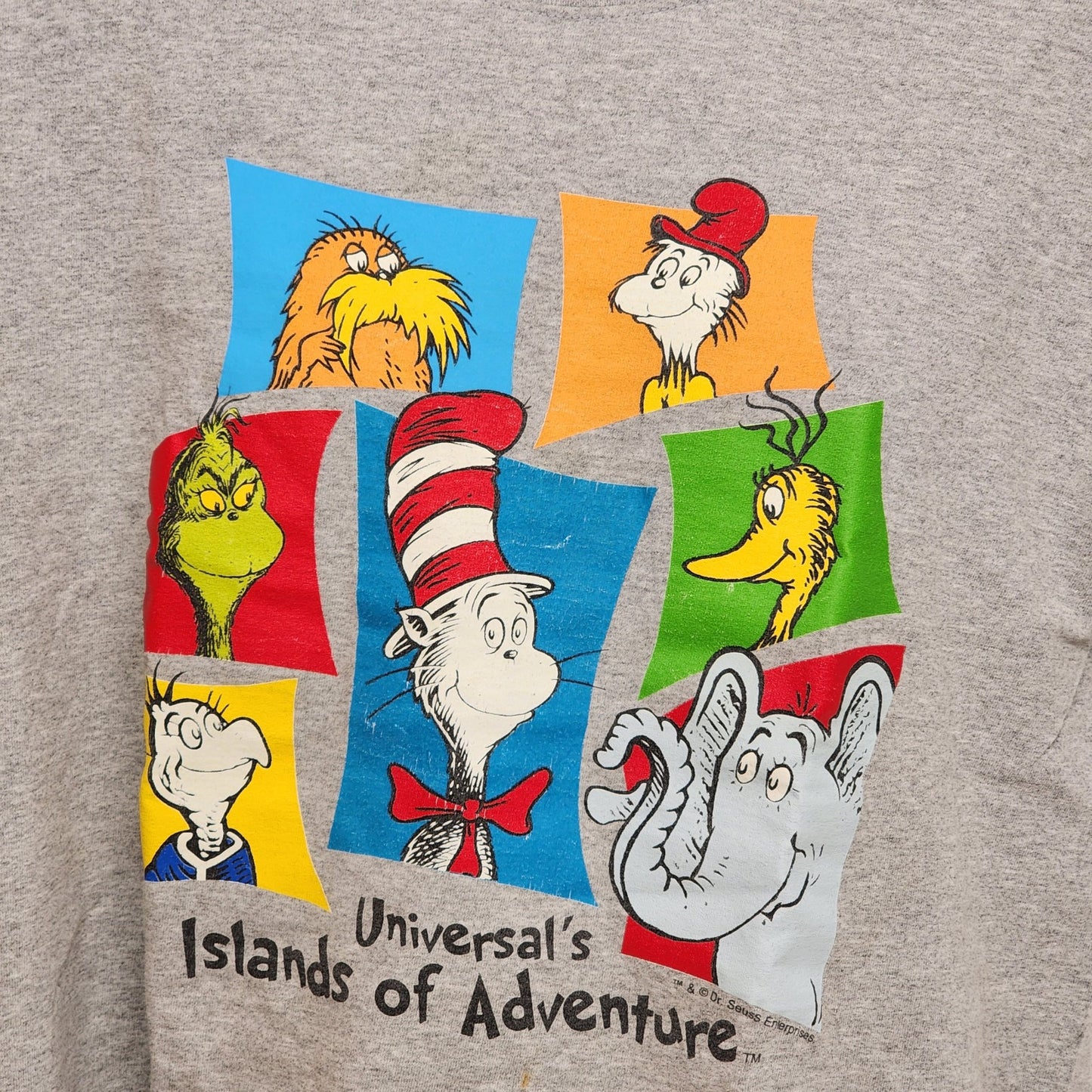 Universal Studios Dr Seuss Islands Of Adventure Gray T-Shirt Large Vintage 1990s