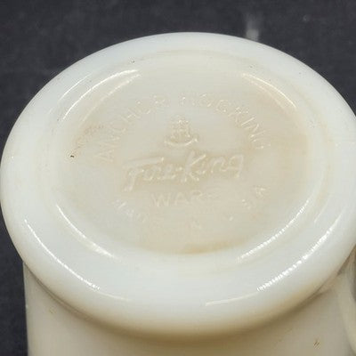 2 Anchor Hocking Fire King Rooster Milk Glass Coffee Mugs Vtg Farmhouse Kitchen