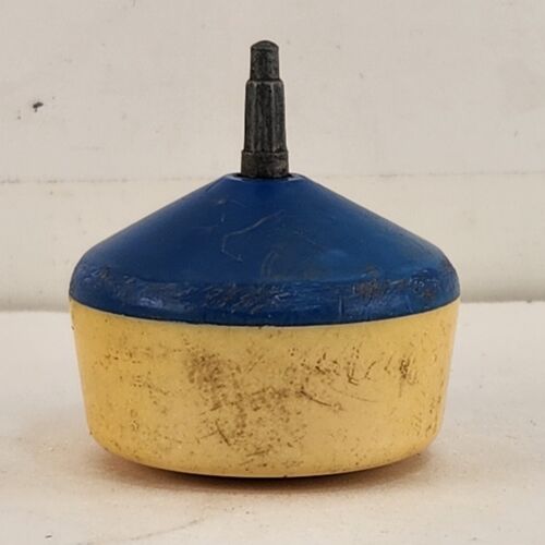Mattel Mini-Wizzzer Spinning Top Toy Standard Yellow Blue 1970 No Tip Wheel