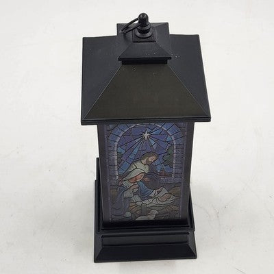 Roman Holy Family Nativity Christmas Printed Lantern 10.5" Battery Operated LED