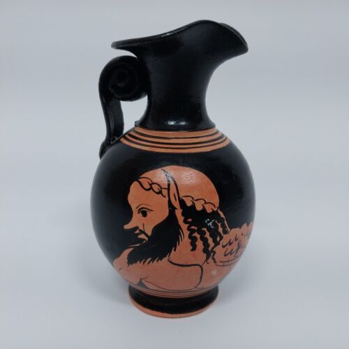 Handmade Red Figure Greek Pottery Pitcher Copy of Classic Period 430-360 BC 5"