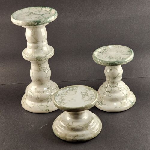 3-Pc Ceramic Pillar Candleholder Set by Litetyme Fits 3" Candles NOS