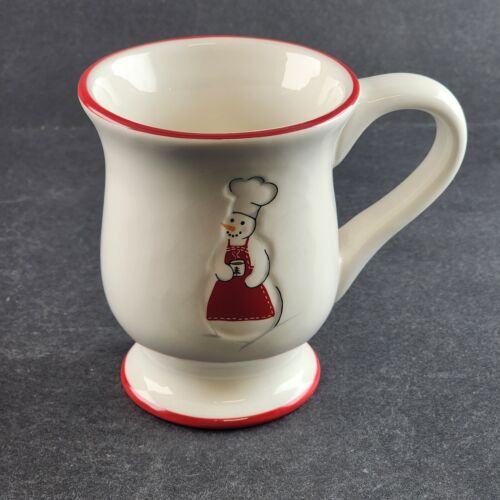 Williams Sonoma Snowman Chef Hot Cocoa Mugs Coffee Cups Holiday Christmas 4 pc
