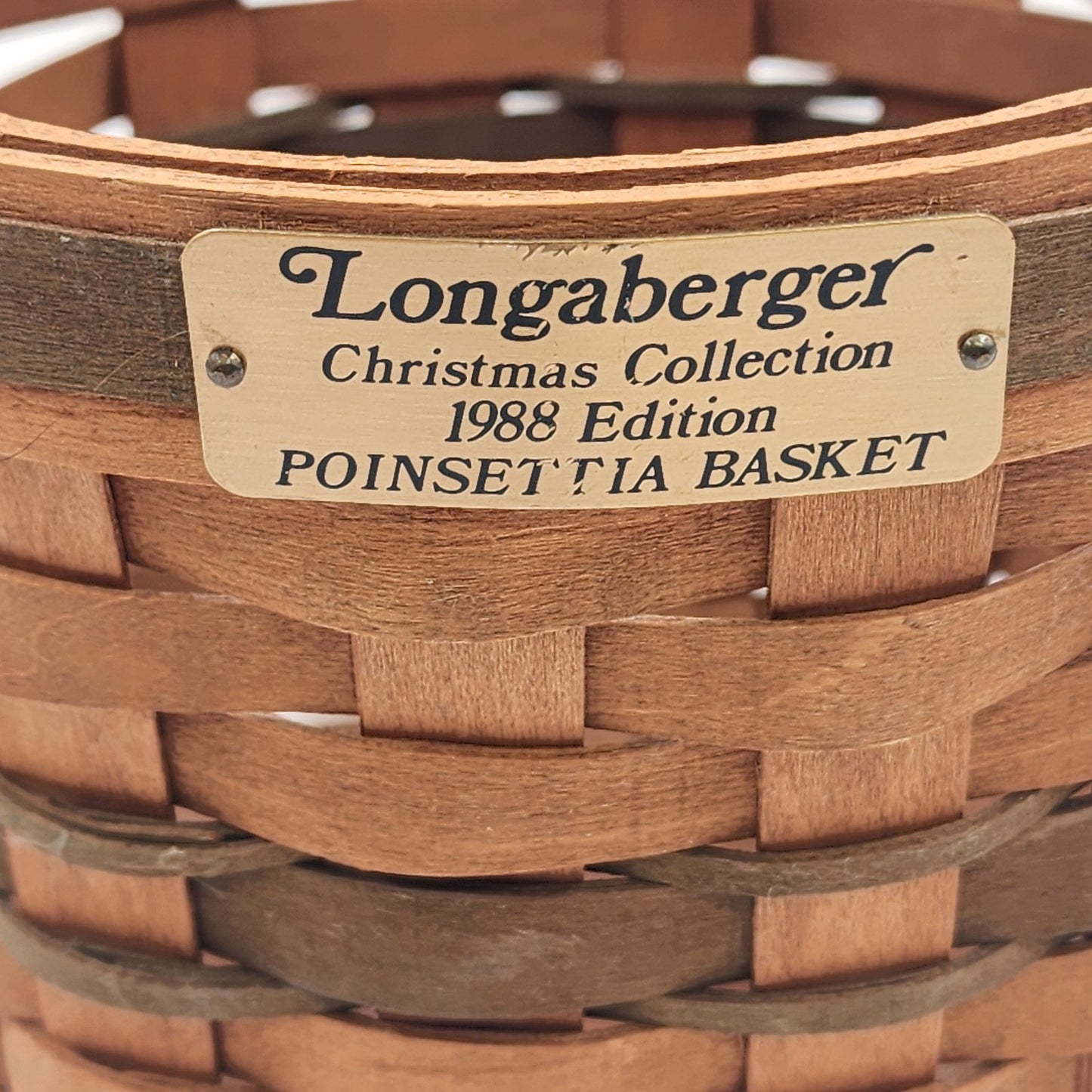 Longaberger 1988 Poinsettia Basket Christmas Collection In Green 8" Across x 6"h