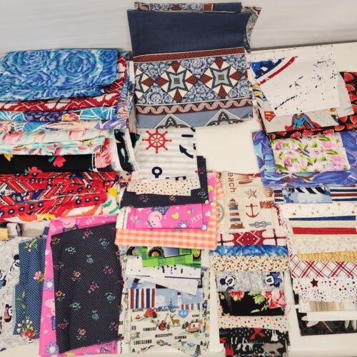 Lot Fabric Remnants Pieces Colorful Kids Outdoor Quilting Crafts Doll Clothes