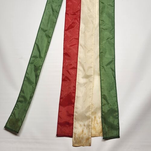 Christmas Windsock Holiday Reindeer Face Jingle Bell Nylon 56" One Torn Streamer