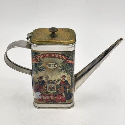 Vercherin Olive Oil Tin Can Huile D'Olive Vierge Clarifiee France w Spout 5.5"