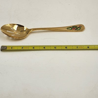 Classic Traditions Hollyberry 4pc Hostess Set Goldtone Xmas Stainless Steel