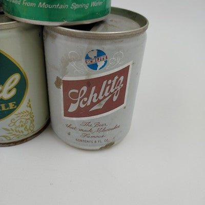 5 Old Vintage Short Empty Beer Cans Schlitz Pearl Cream Ale Colt 45 Rolling Rock
