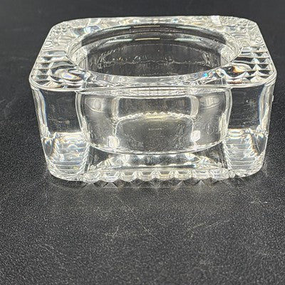 Crystal D'Argues French Candle Holder Faceted Square 4" Marked France EUC
