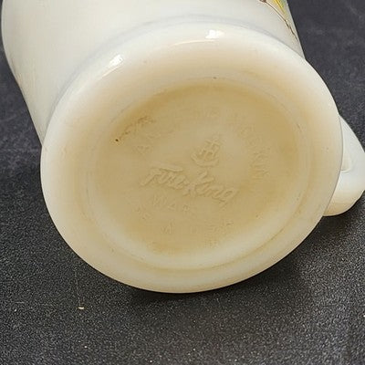 2 Anchor Hocking Fire King Rooster Milk Glass Coffee Mugs Vtg Farmhouse Kitchen