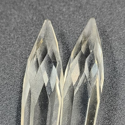 2 Rock Icicle Spear Crystal Glass For Chandelier Prisms Wire Connectors 3.35”