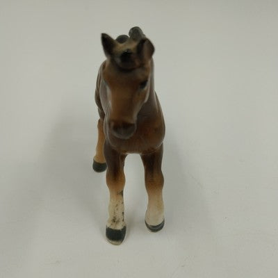 Ceramic Brown with White Accents Trotting Horse Figurine Japan Vintage 4"x3.75"