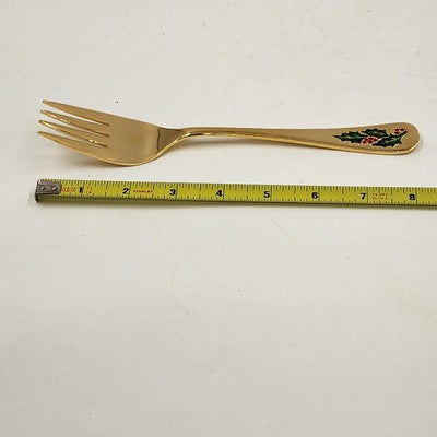 Classic Traditions Hollyberry 4pc Hostess Set Goldtone Xmas Stainless Steel