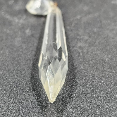 4 Icicle Spear Crystal Glass Vintage Prisms 2.9" w Octagon Accent Wire Connector
