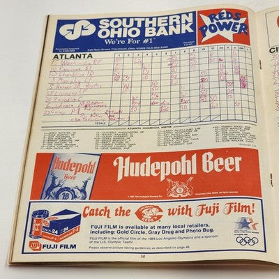 Cincinnati Reds 1982 Scorebook vs Atlanta Mario Soto Star on the Rise Scored Vtg