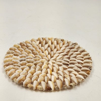 Cowrie Sea Shell Trivet Hot Pad Plate Doily 6" Boho Coastal Decor 1970s