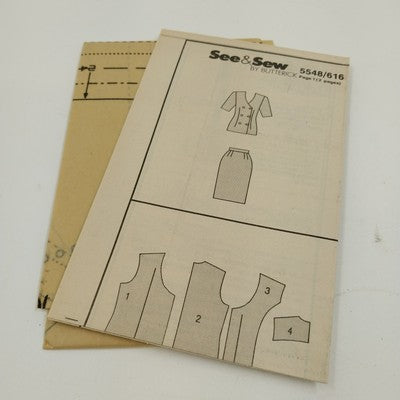 Butterick See & Sew 5548 Vtg Sewing Pattern Uncut 1991 Misses Top Skirt B 16-24
