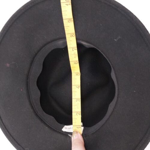 Henri Bendel New York Italy Hat Flowers Black Gray Wool 12" Bowler Rim Vintage