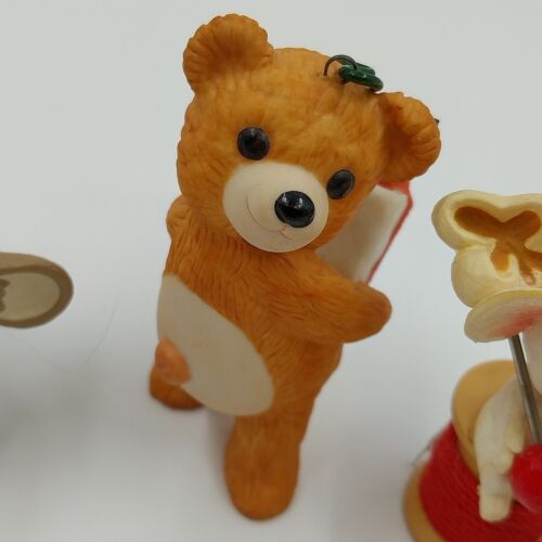 3 Hallmark Keepsake 1986 Ornaments CINNAMON BEAR Snow Buddies POPCORN MOUSE