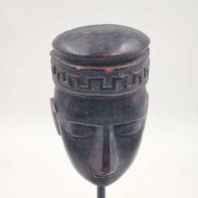 Wooden African Sculpture Tribal Face Art Mask Figurine Ethnic Home Decor 12"x3"