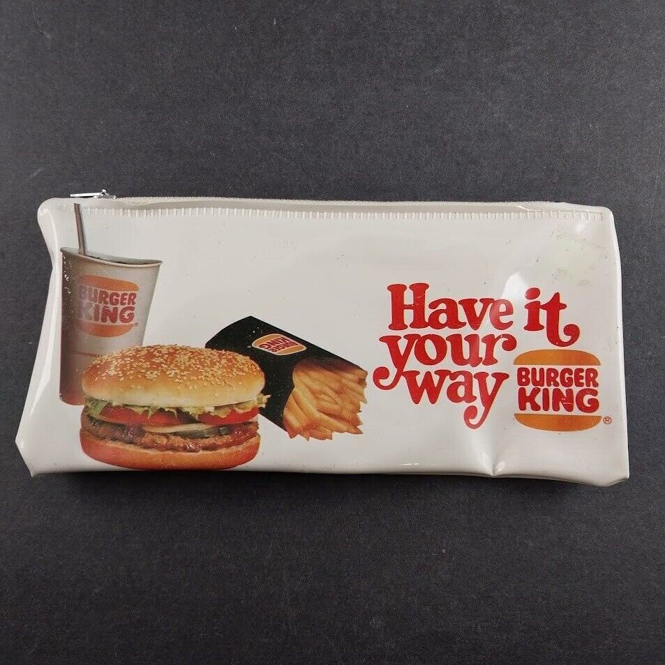 1982 Burger King Vintage Plastic Pencil Case Pouch Have It Your Way NOS