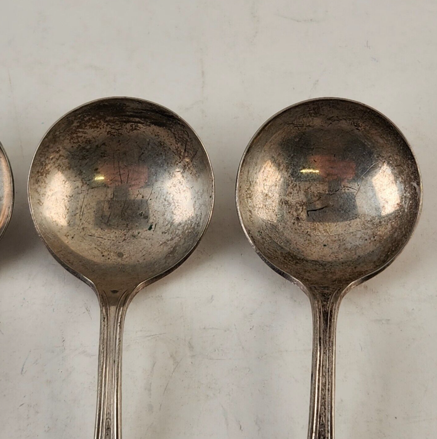 3 Round Dinner Spoons Electroplated Nickel Silver Unbranded 5" Long