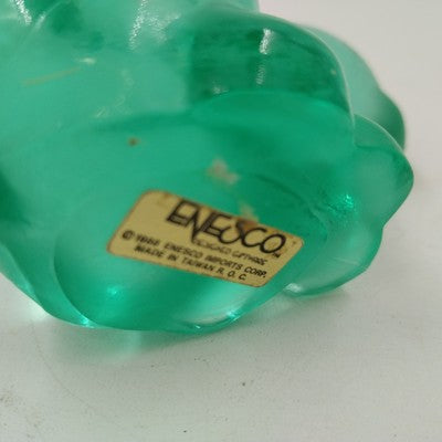 Enesco Art Glass Bunny Rabbit Figurine Paperweight Spring Green Cotton Tail 3.5"