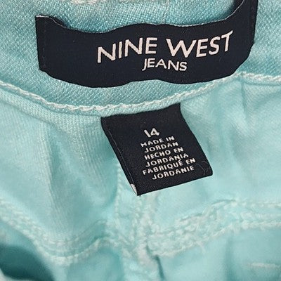 Nine West Gramercy Skinny Ankle Womens Jeans Size 14 Teal Denim Cotton Stretch
