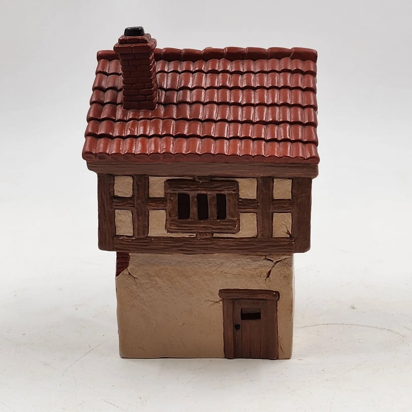 Hand Painted Illuminable Ceramic Candle Shop Christmas Village Winter Chipped