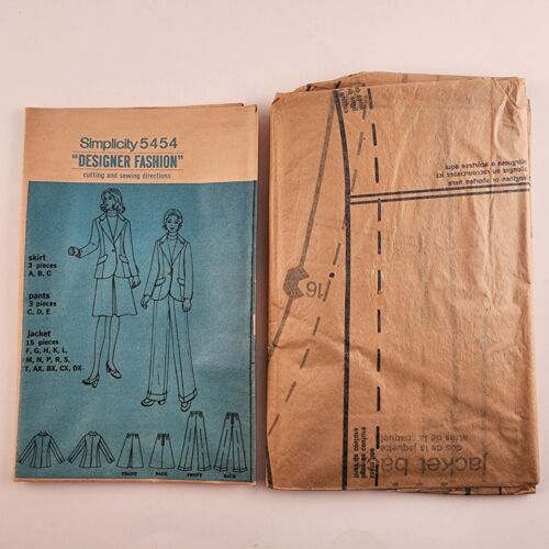 Simplicity 5454 Vintage Designer Fashion Pattern Women's Jacket Skirt Pants 20