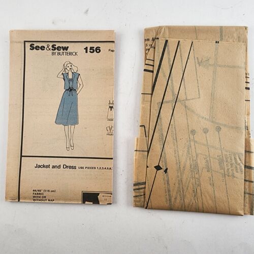 Butterick See&Sew 156 Vintage Sewing Pattern Misses Jacket and Dress Size B