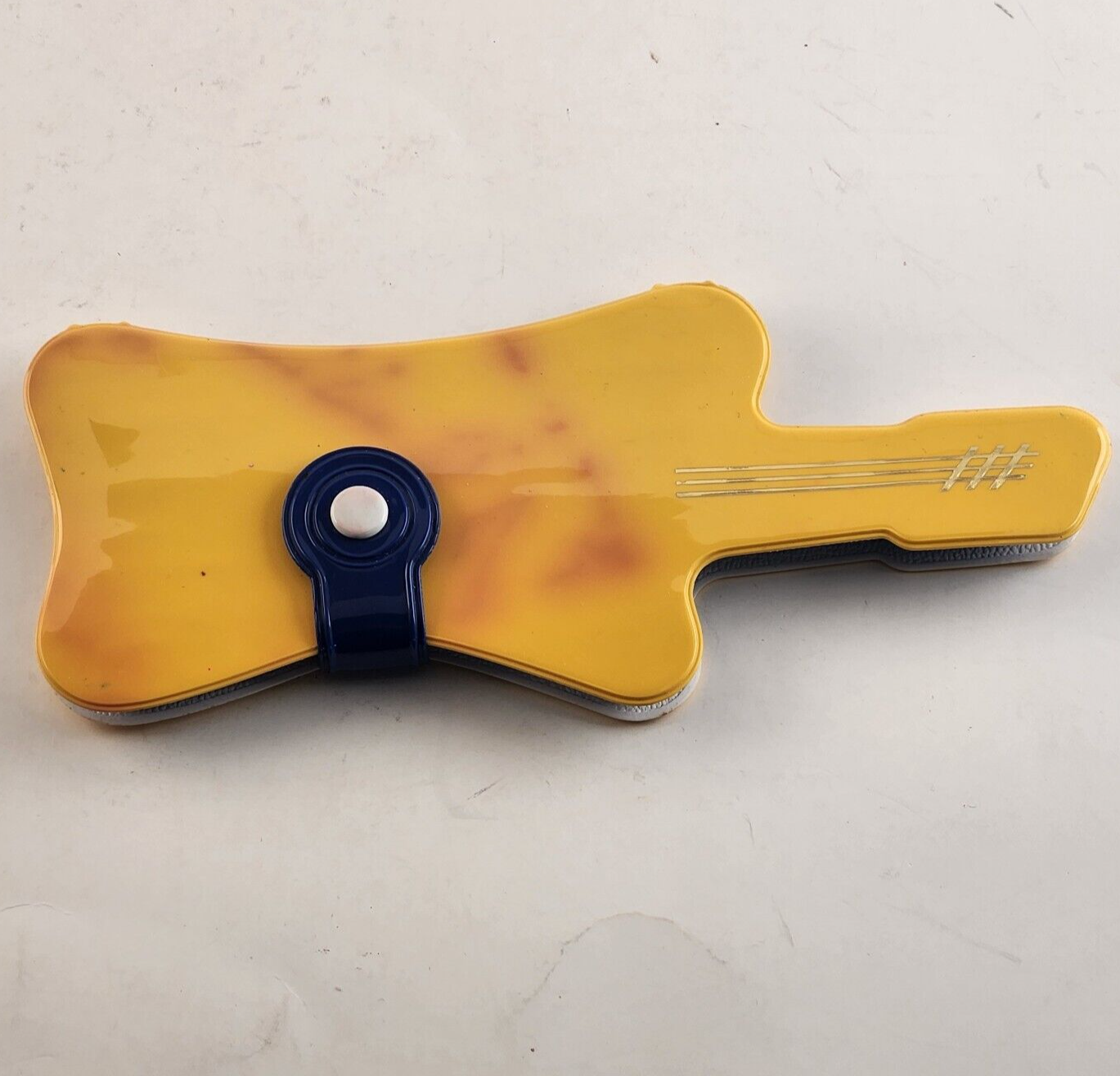 Vintage Strum Along Guitar Shaped Comb & Mirror Set Blue Yellow