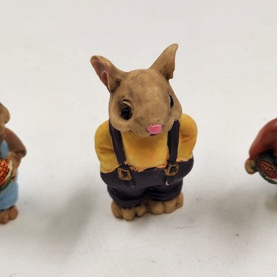 8 pcs Mini Mice Mouse Miniature Tea Set 4" Resin Vintage 1990s Collectible China