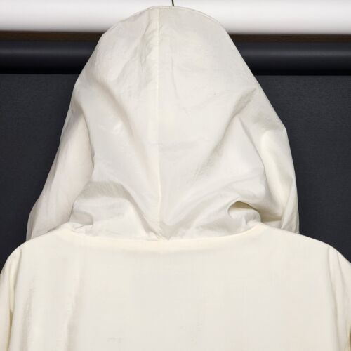 Eddie Bauer Women White Hooded Windbreaker Zipper Jacket Size XL Vintage
